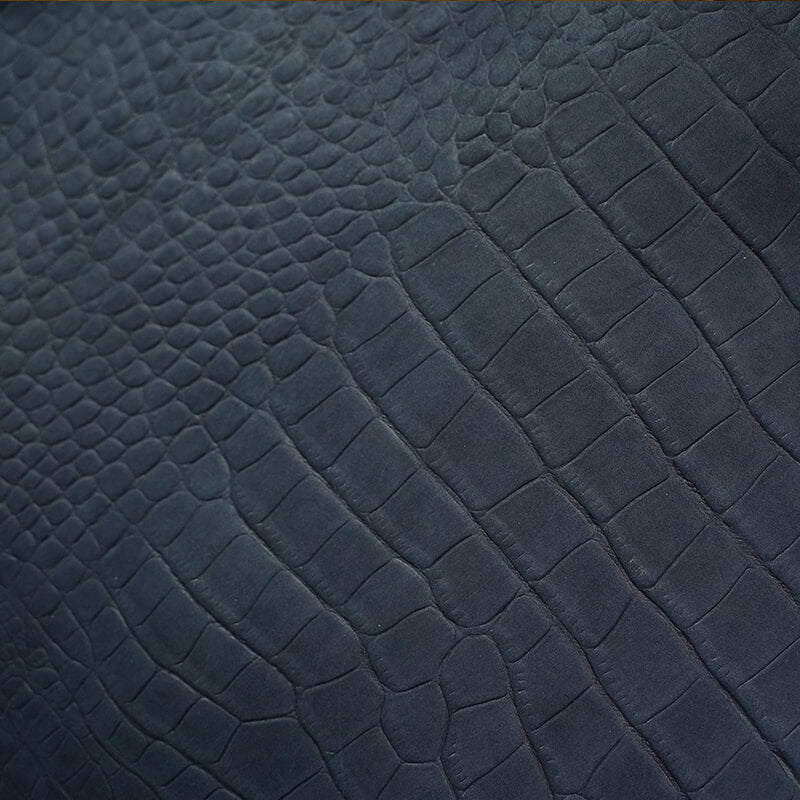 Top Grain Nubuck Crocodile Embossed Leather – Babylon Leather - Babylon LeatherBabylon LeatherLT035-Dark Blue-1.2-1.3mm-5 sq. ft.