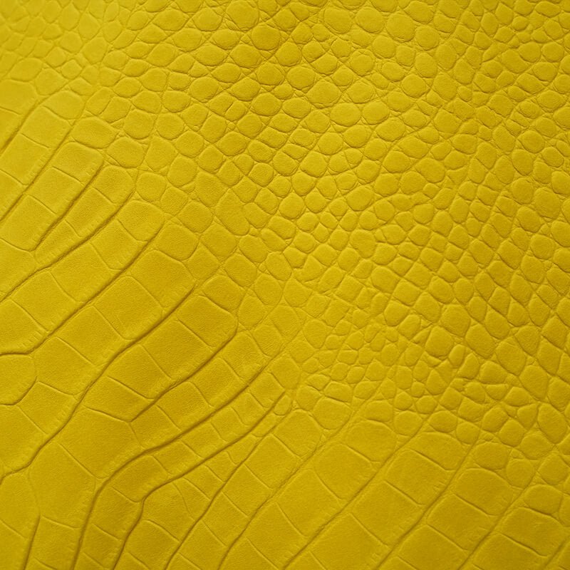 Top Grain Nubuck Crocodile Embossed Leather – Babylon Leather - Babylon LeatherBabylon LeatherLT035-Yellow-1.2-1.3mm-5 sq. ft.