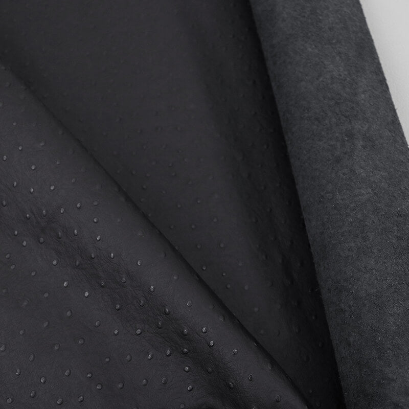 Top Grain Ostrich Embossed Leather – Babylon Leather - Babylon LeatherBabylon LeatherLT021-Black-1.0-1.2mm-5 sq. ft.