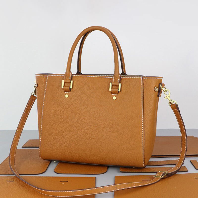 Trapeze Tote Bag DIY Leather Kit – Babylon Leather - Babylon LeatherBabylon LeatherSY31 - Caramel - White