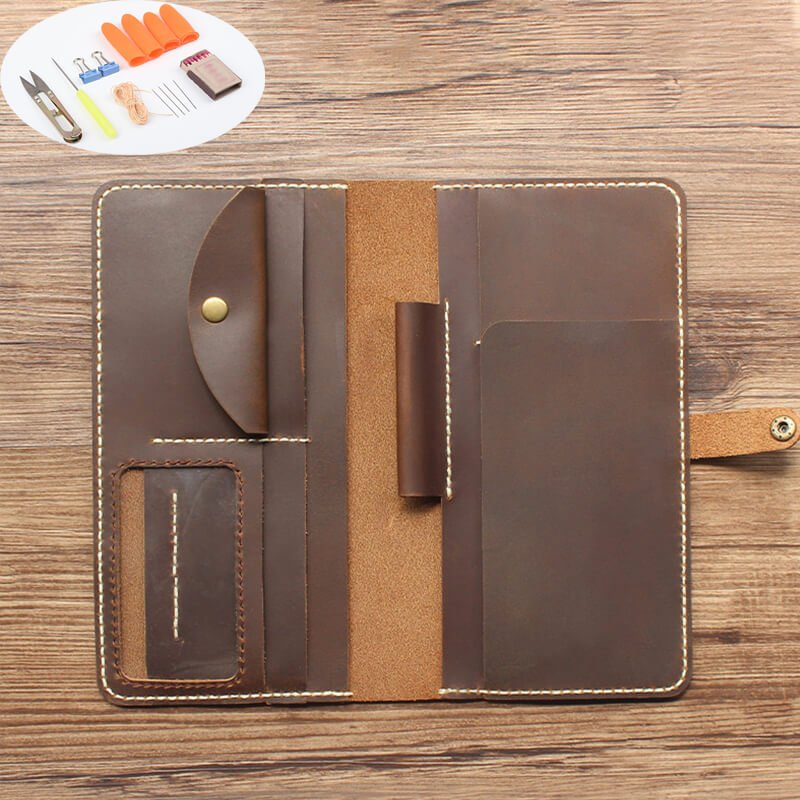 Travel Passport Wallet Crazy Horse Leather DIY Kit – Babylon Leather - Babylon LeatherBabylon LeatherCY56-Brown