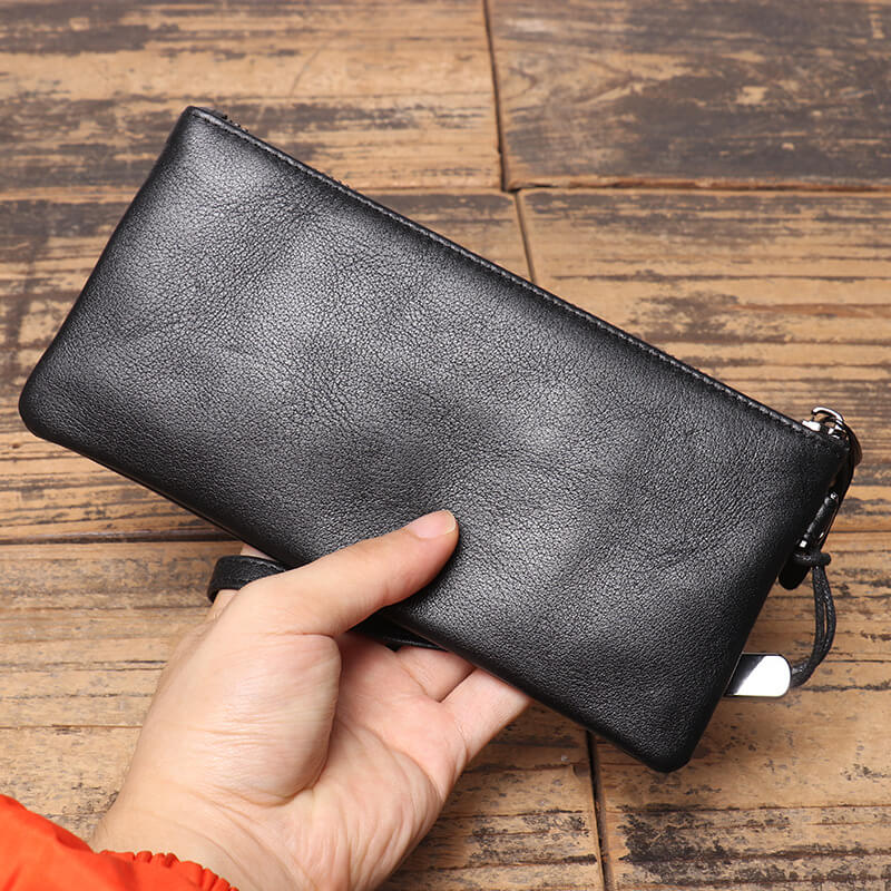 Ultra - Slim Soft Leather Zip Coin & Phone Wallet – Babylon Leather - Babylon LeatherBabylon LeatherLJ130-Black