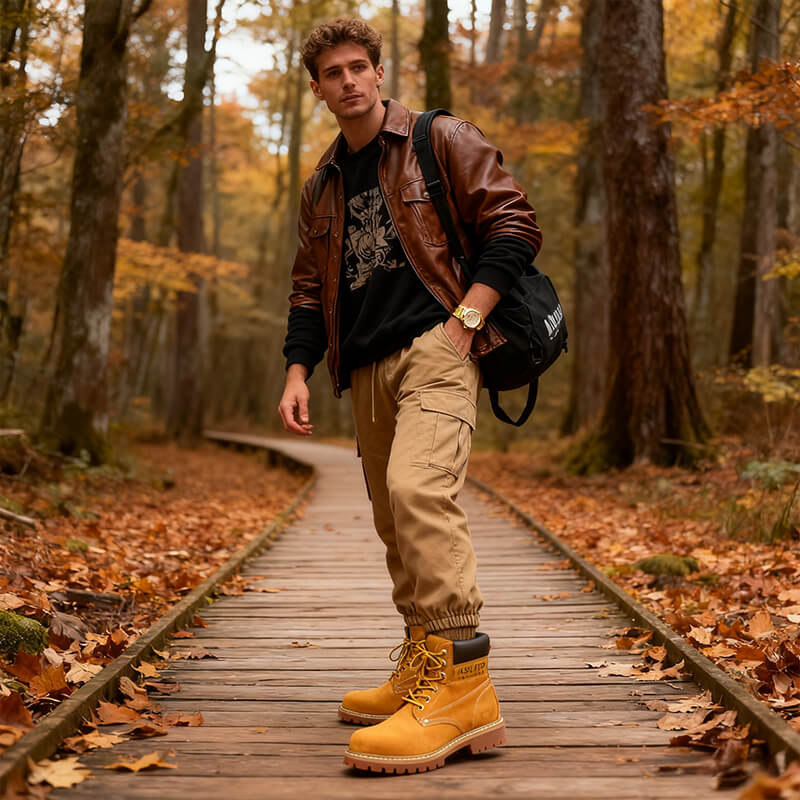 Unisex Classic Top Grain Leather Work Boots – Babylon Leather - Babylon LeatherBabylon LeatherSH01-Yellow Brown-US 5 | EU 37.5