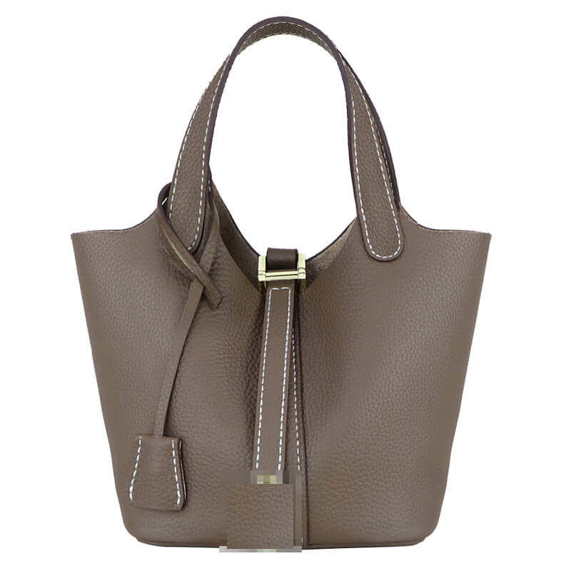 Unlined Leather Picotin Bag DIY Kit ¨C - Babylon Leather - Babylon LeatherBabylon LeatherSY01 - Unlined - Brown - Large - Gold & White