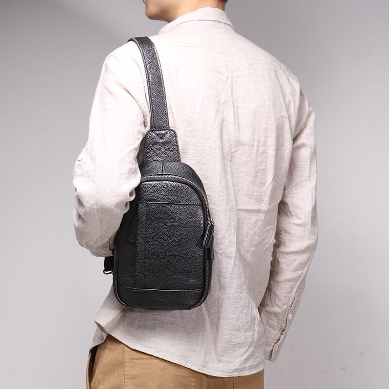 Urban Style Men’s Leather Crossbody Sling Bag – Babylon Leather - Babylon LeatherBabylon LeatherLJ026 - Black