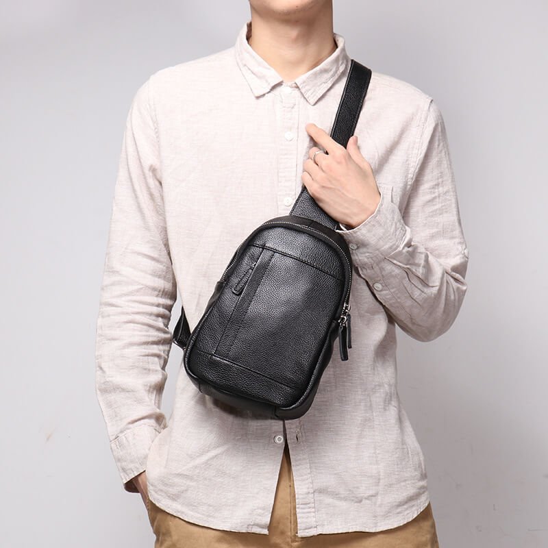 Urban Style Men’s Leather Crossbody Sling Bag – Babylon Leather - Babylon LeatherBabylon LeatherLJ026 - Black