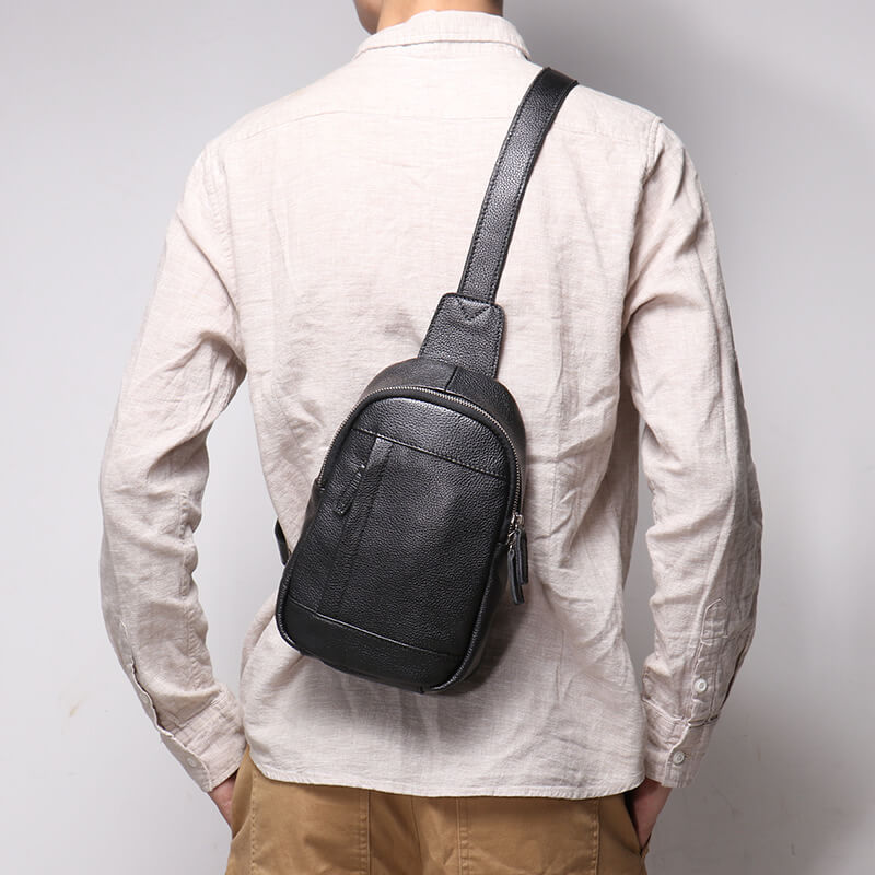 Urban Style Men’s Leather Crossbody Sling Bag – Babylon Leather - Babylon LeatherBabylon LeatherLJ026 - Black