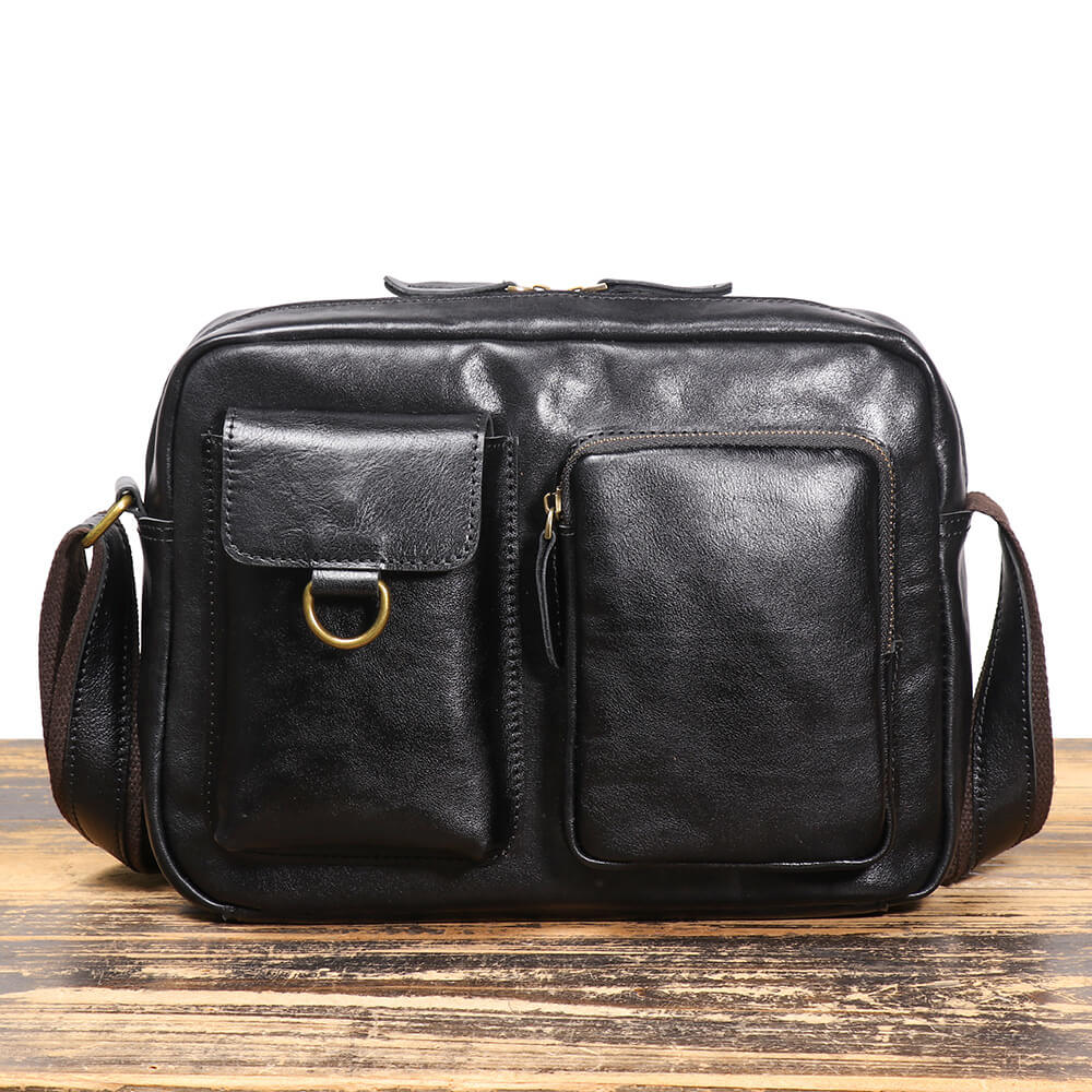 Versatile Men’s Leather Crossbody Messenger Bag – Babylon Leather - Babylon LeatherBabylon LeatherLJ043 - Black