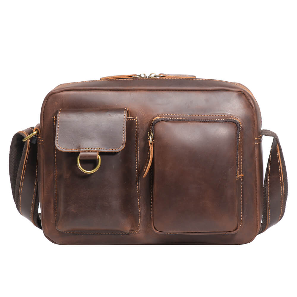 Versatile Men’s Leather Crossbody Messenger Bag – Babylon Leather - Babylon LeatherBabylon LeatherLJ043 - Black