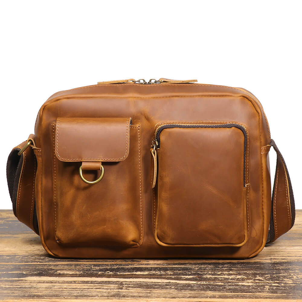 Versatile Men’s Leather Crossbody Messenger Bag – Babylon Leather - Babylon LeatherBabylon LeatherLJ043 - Brown