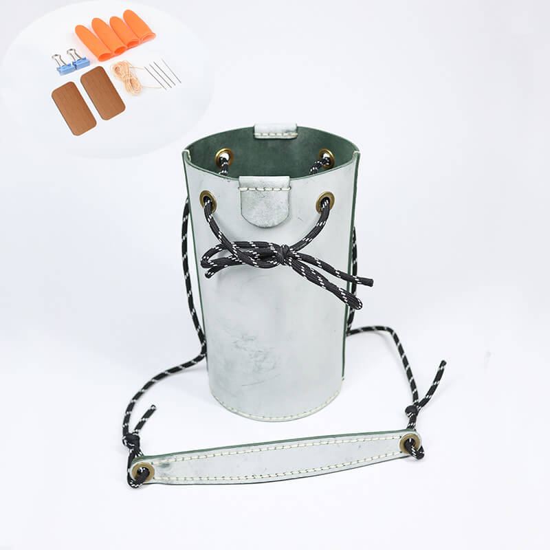 Vintage Crossbody Bucket Bag Fog Wax Leather DIY Kit – Babylon Leather - Babylon LeatherBabylon LeatherCY03-Green