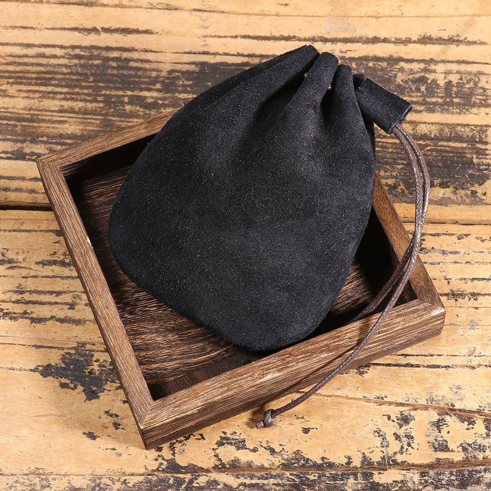 Vintage Drawstring Top - Grain Leather Women Coin Pouch – Babylon Leather - Babylon LeatherBabylon LeatherLJ135-Black