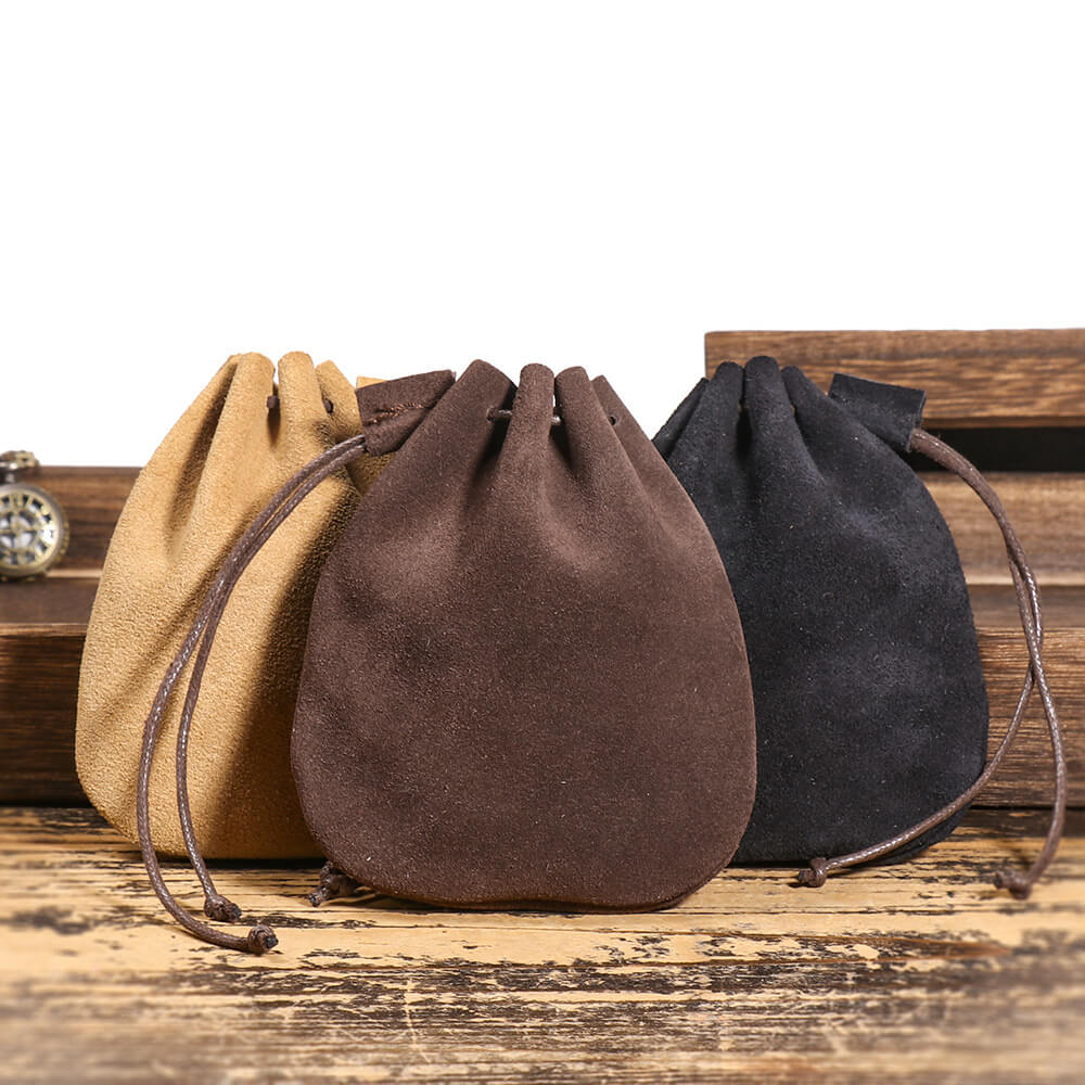 Vintage Drawstring Top - Grain Leather Women Coin Pouch – Babylon Leather - Babylon LeatherBabylon LeatherLJ135-Black