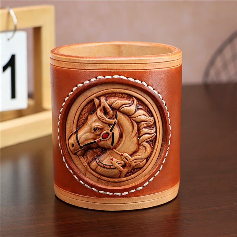 Vintage Horse - Shaped Leather Pen Holder – Babylon Leather - Babylon LeatherBabylon LeatherLLZ90-Red