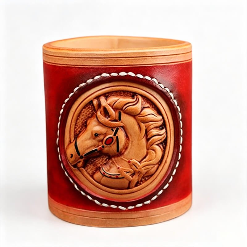 Vintage Horse - Shaped Leather Pen Holder – Babylon Leather - Babylon LeatherBabylon LeatherLLZ90-Red