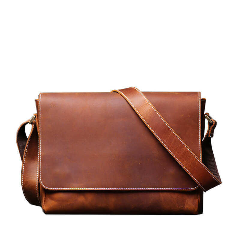 Vintage Leather Messenger Shoulder Bag – Babylon Leather - Babylon LeatherBabylon LeatherLJ003 - Coffee