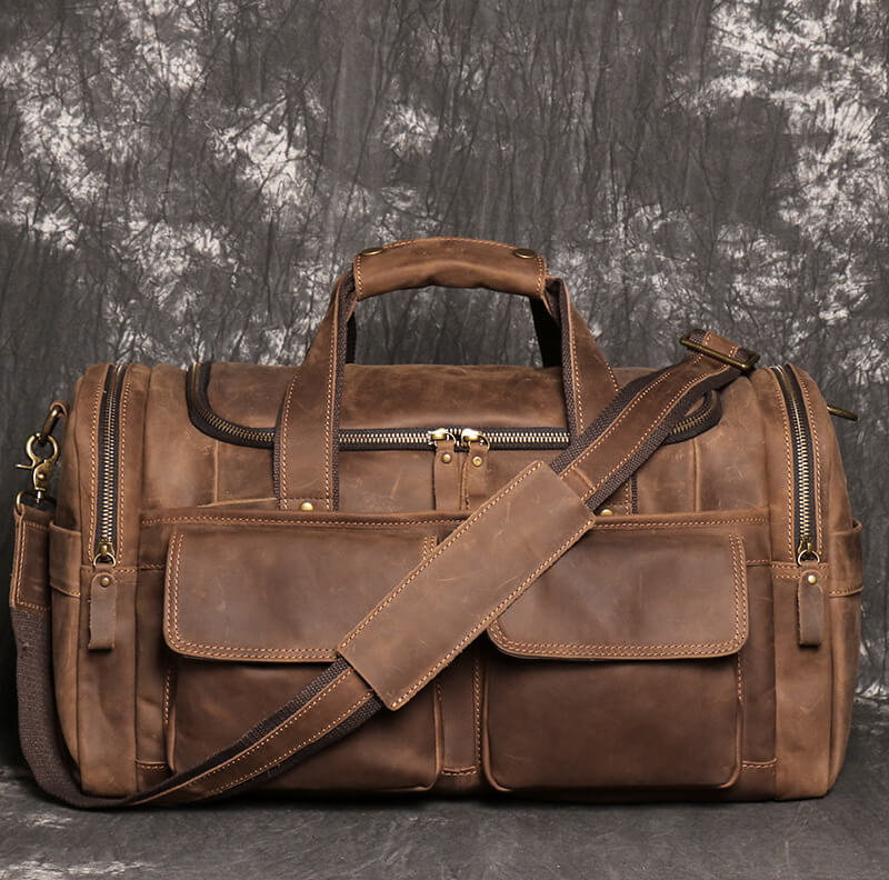 Vintage Leather Overnight Travel Bag – Babylon Leather - Babylon LeatherBabylon LeatherLJ084 - Brown