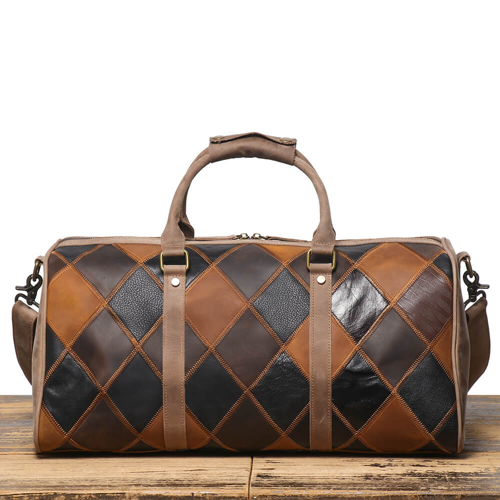 Vintage Patchwork Top - Grain Leather Weekender Travel Bag for Men – Babylon Leather - Babylon LeatherBabylon LeatherLJ105-Random Mixed-Color