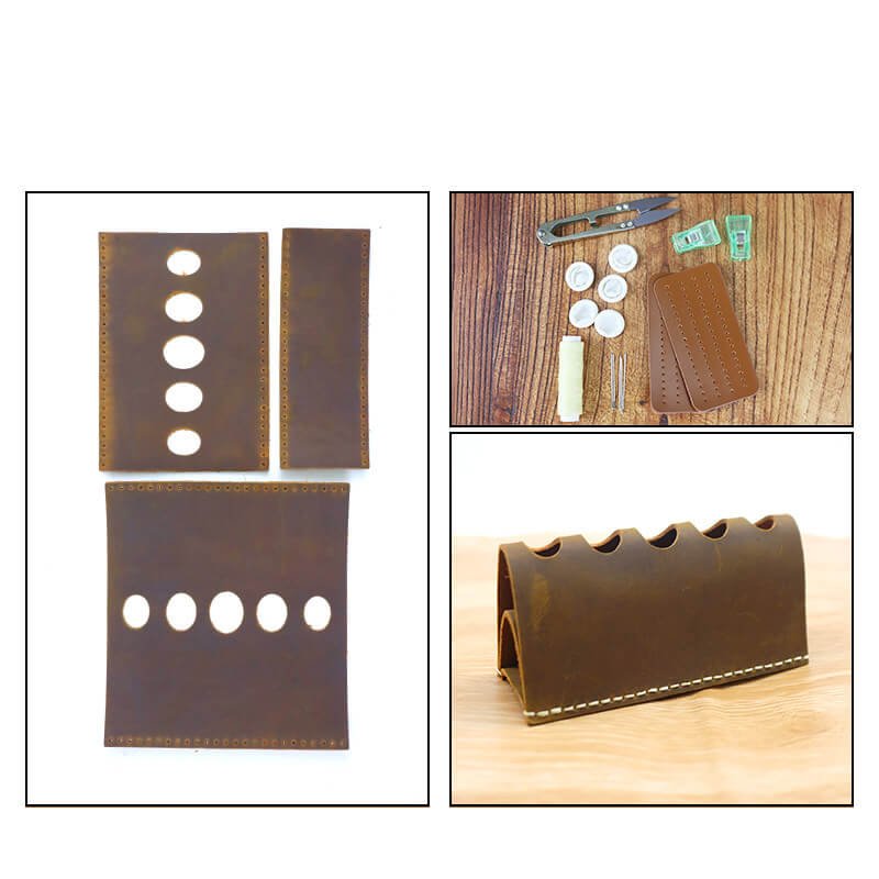 Vintage Pen Holder Crazy Horse Leather DIY Kit – Babylon Leather - Babylon LeatherBabylon LeatherCY17-Brown