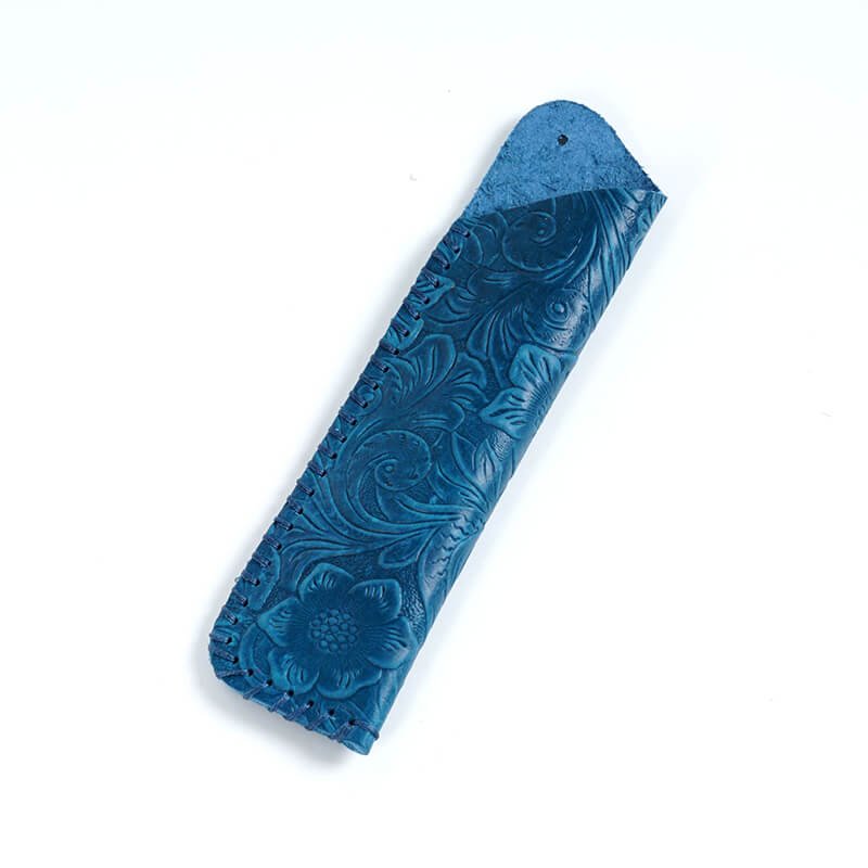 Vintage Single Pen Sleeve – Babylon Leather - Babylon LeatherBabylon LeatherAN22-Blue-Carved Version-2 pcs