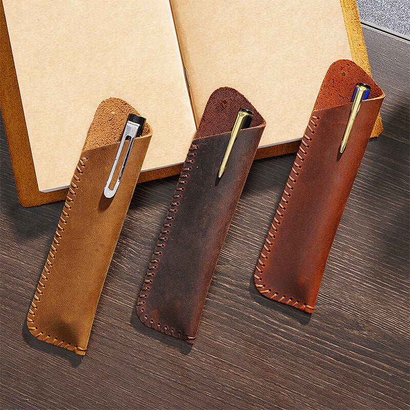 Vintage Single Pen Sleeve – Babylon Leather - Babylon LeatherBabylon LeatherAN22-Brown-Solid Color-2 pcs