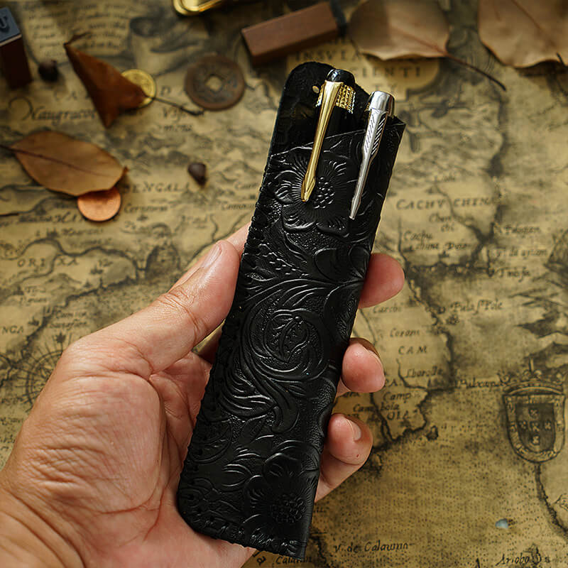 Vintage Single Pen Sleeve – Babylon Leather - Babylon LeatherBabylon LeatherAN22-Brown-Solid Color-2 pcs