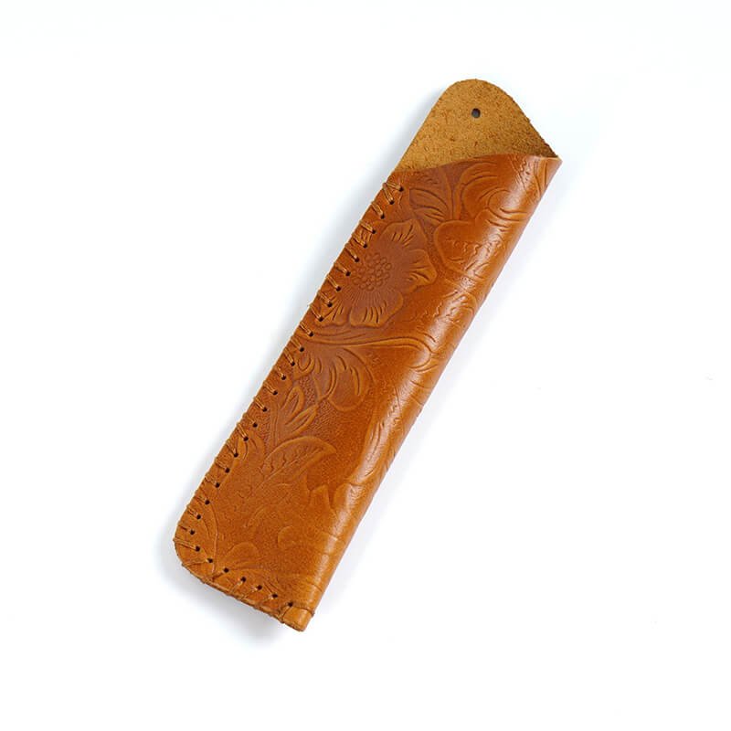 Vintage Single Pen Sleeve – Babylon Leather - Babylon LeatherBabylon LeatherAN22-Caramel-Carved Version-2 pcs