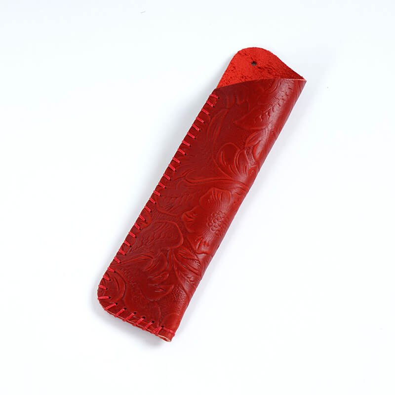 Vintage Single Pen Sleeve – Babylon Leather - Babylon LeatherBabylon LeatherAN22-Wine Red-Carved Version-2 pcs