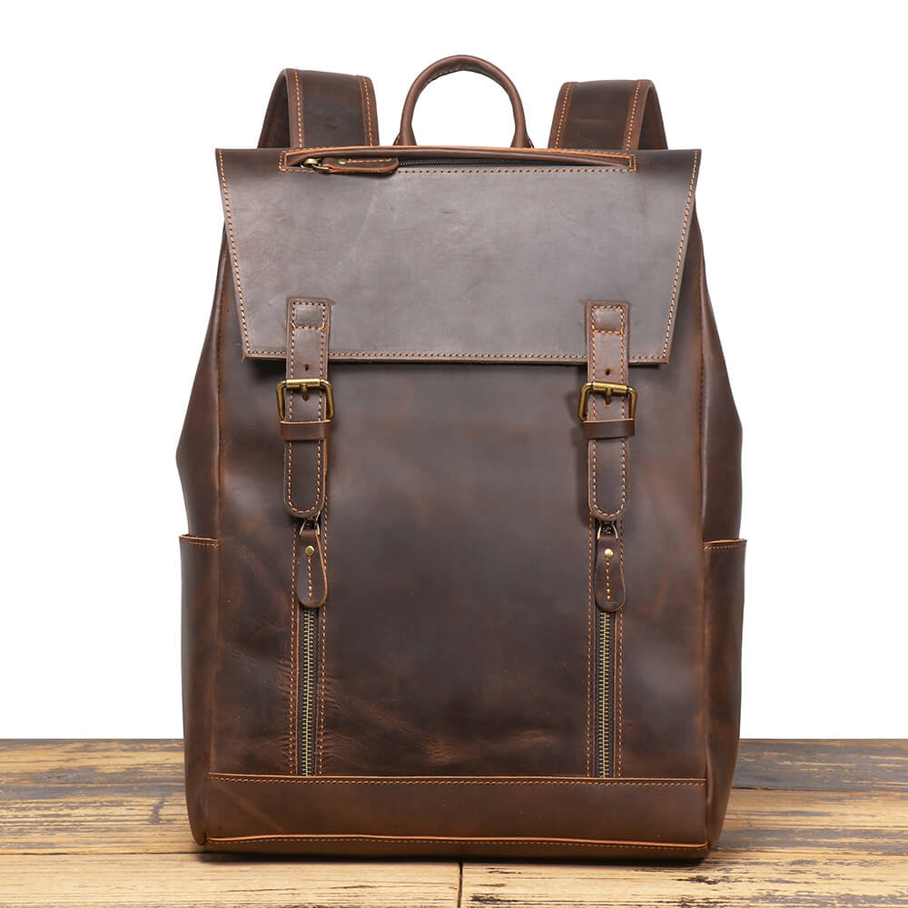 Vintage Top - Grain Leather Backpack for Men – Babylon Leather - Babylon LeatherBabylon LeatherLJ152-Dark Coffee