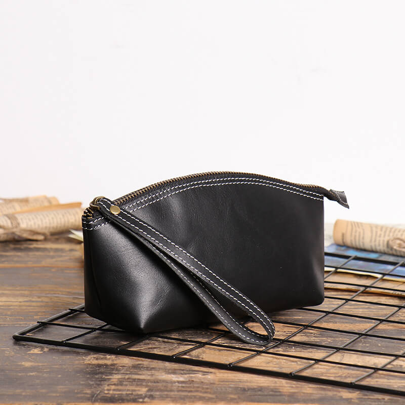 Vintage Top - Grain Leather Compact Clutch Pouch – Babylon Leather - Babylon LeatherBabylon LeatherLJ143-Black