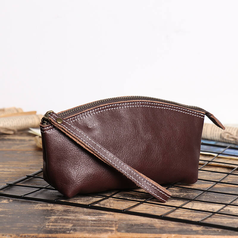 Vintage Top - Grain Leather Compact Clutch Pouch – Babylon Leather - Babylon LeatherBabylon LeatherLJ143-Dark Red