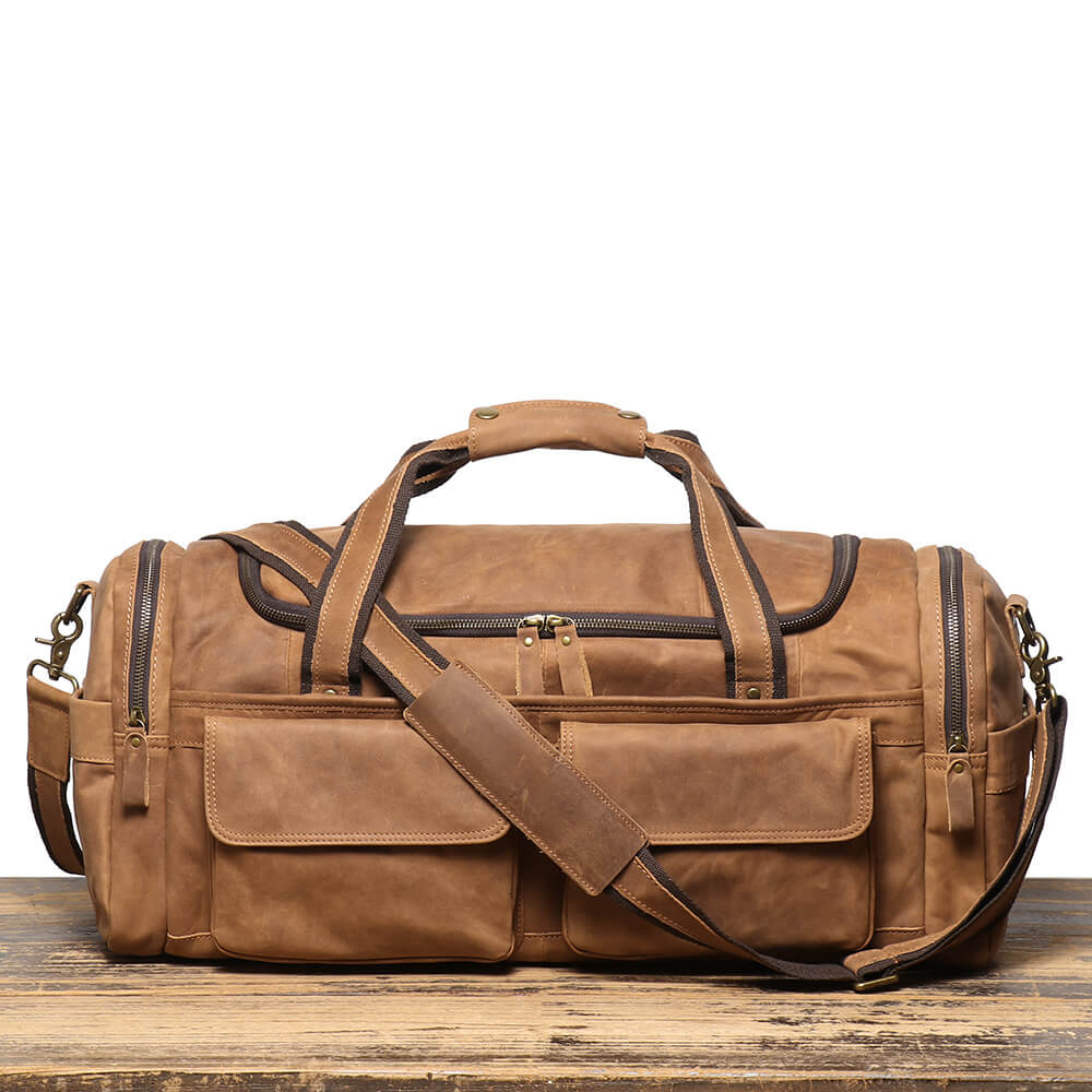 Vintage Top - Grain Leather Men’s Weekender Duffel Bag – Babylon Leather - Babylon LeatherBabylon LeatherLJ107-Brown