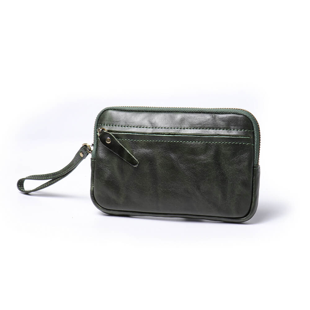 Vintage Top - Grain Leather Multi - Pocket Wristlet Wallet – Babylon Leather - Babylon LeatherBabylon LeatherLJ121-Green