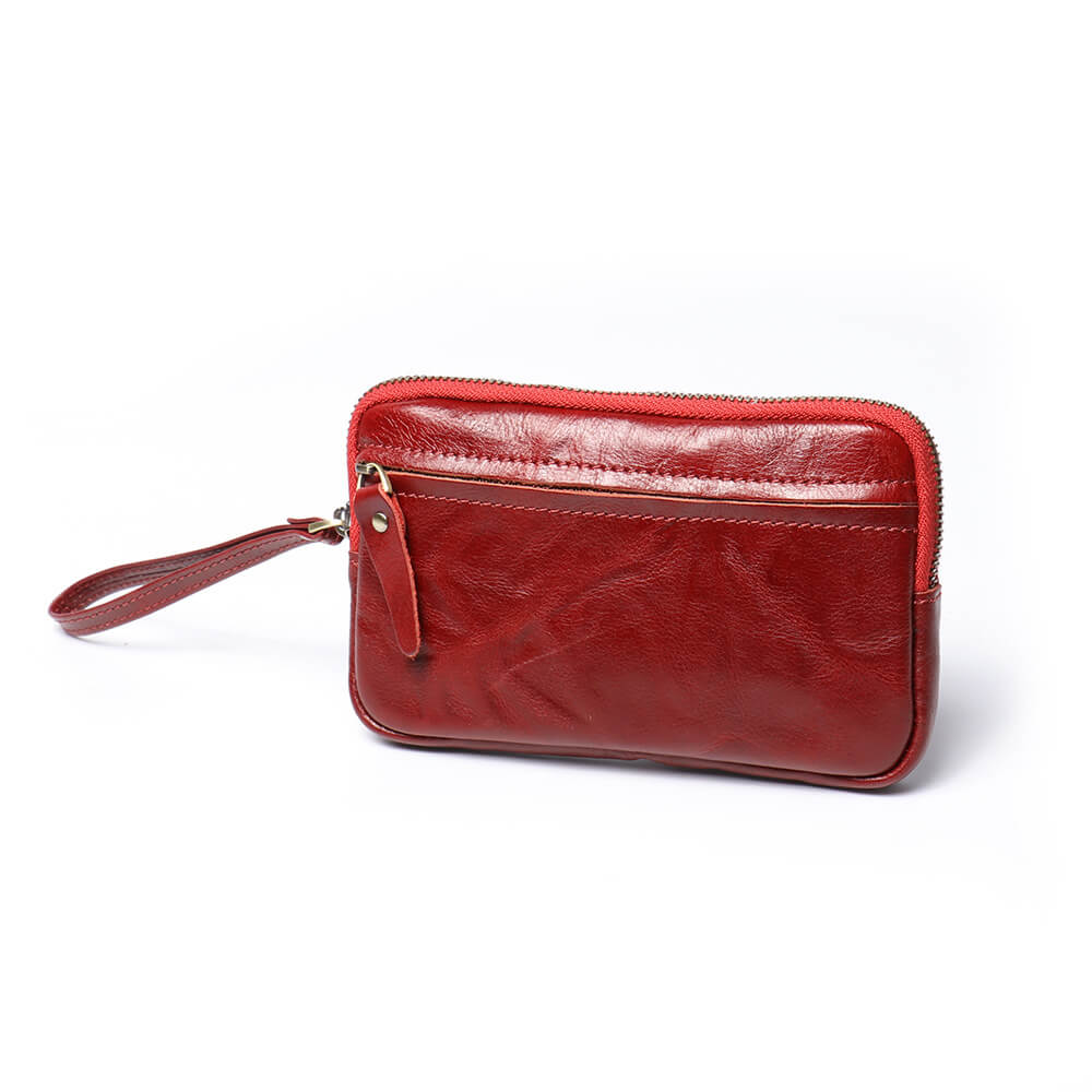 Vintage Top - Grain Leather Multi - Pocket Wristlet Wallet – Babylon Leather - Babylon LeatherBabylon LeatherLJ121-Red