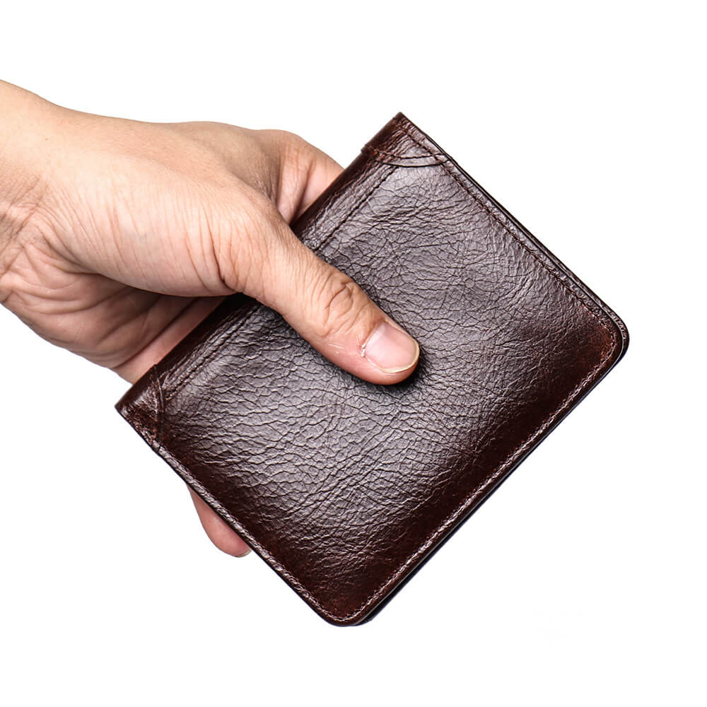 🎁 Vintage Top Grain Leather RFID Wallet – Babylon Leather - Babylon LeatherBabylon LeatherLJ088 - Coffee