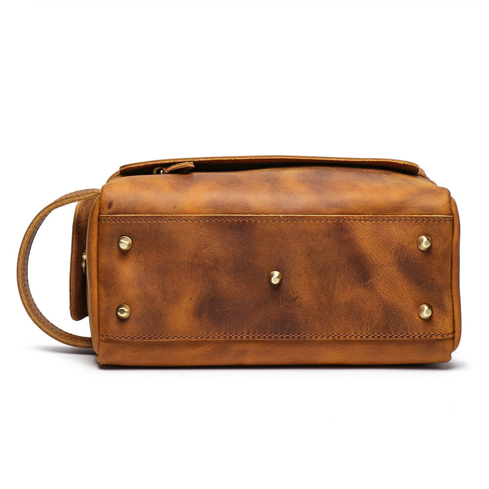 Vintage Top Grain Leather Toiletry Bag for Men – Babylon Leather - Babylon LeatherBabylon LeatherLJ017 - Brown
