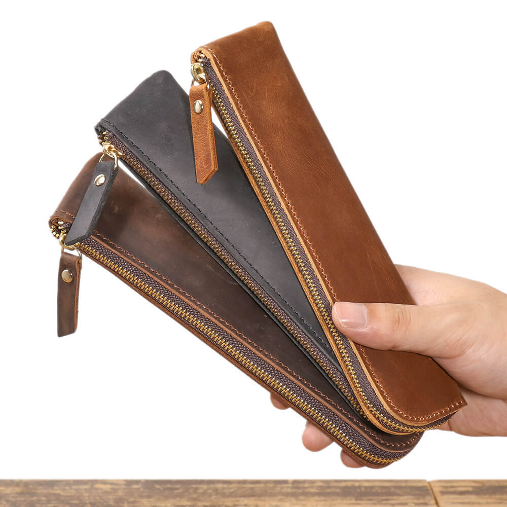 Vintage Top - Grain Leather Zipper Pen Case – Babylon Leather - Babylon LeatherBabylon LeatherLJ137-Brown