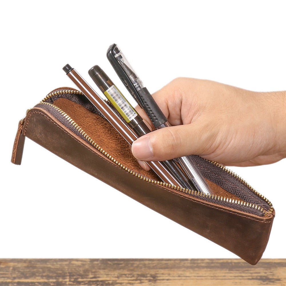 Vintage Top - Grain Leather Zipper Pen Case – Babylon Leather - Babylon LeatherBabylon LeatherLJ137-Dark Brown
