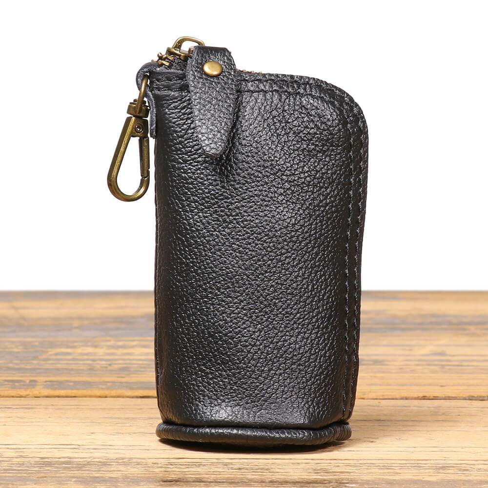 Vintage Vertical Leather Coin Holder with Key Loop – Babylon Leather - Babylon LeatherBabylon LeatherLJ124-Black