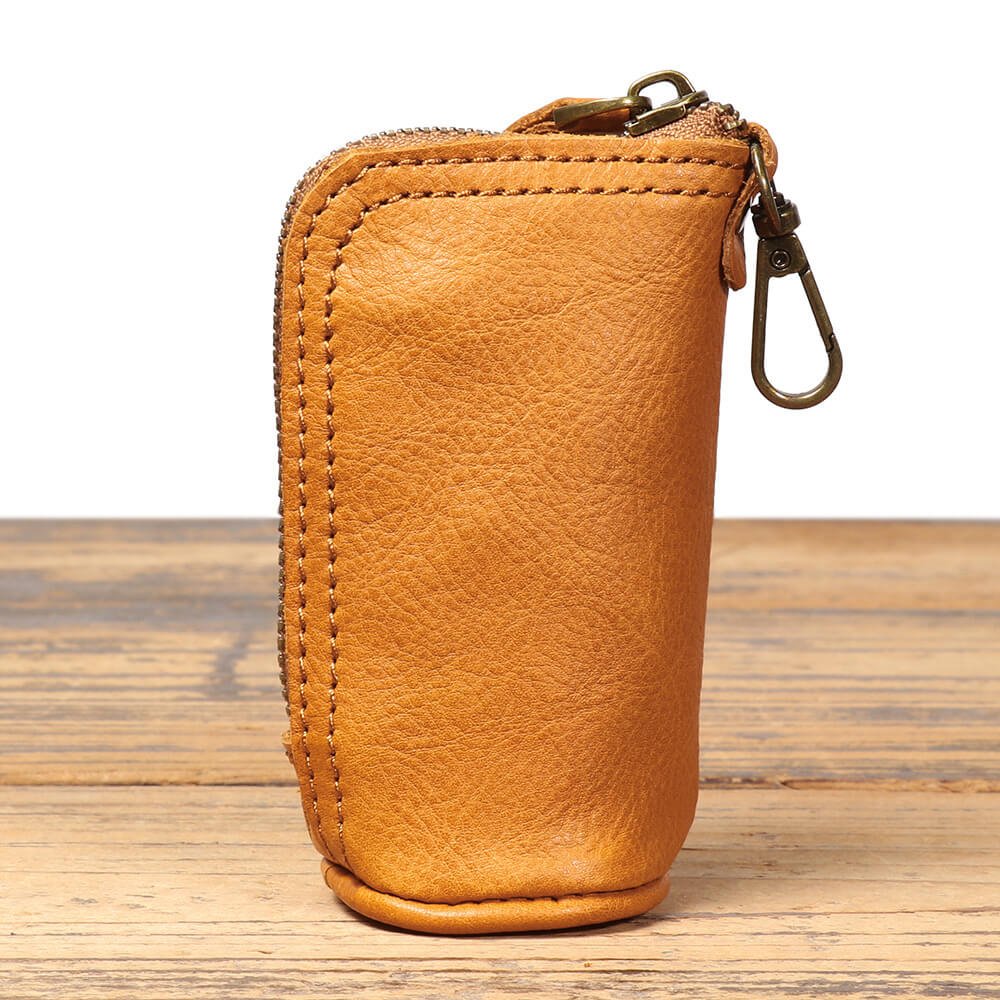 Vintage Vertical Leather Coin Holder with Key Loop – Babylon Leather - Babylon LeatherBabylon LeatherLJ124-Brown