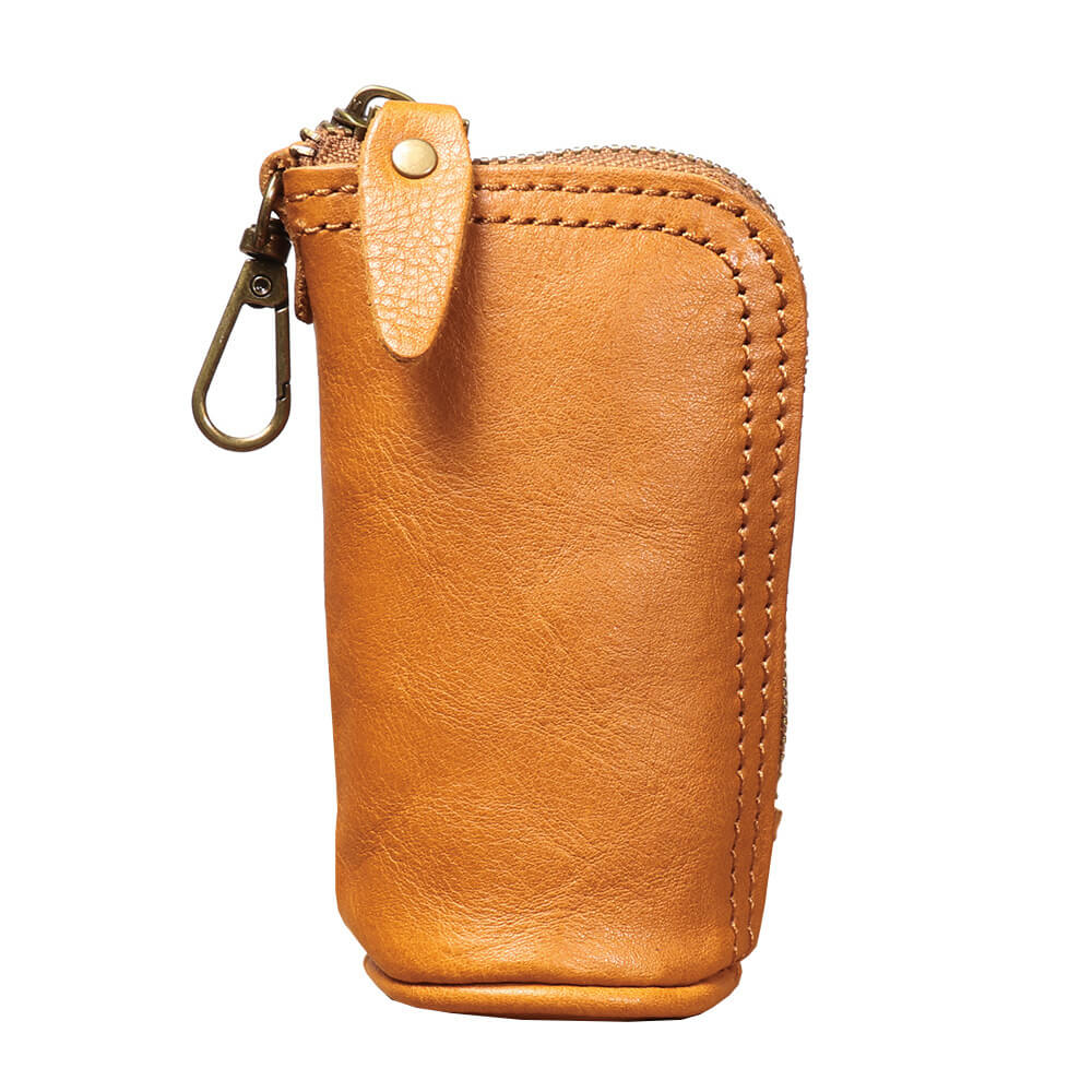 Vintage Vertical Leather Coin Holder with Key Loop – Babylon Leather - Babylon LeatherBabylon LeatherLJ124-Brown