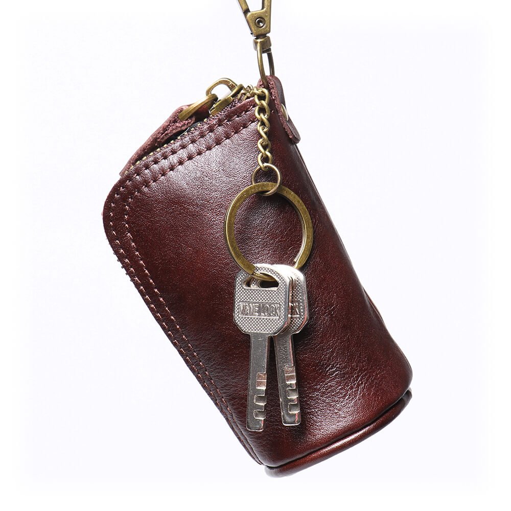 Vintage Vertical Leather Coin Holder with Key Loop – Babylon Leather - Babylon LeatherBabylon LeatherLJ124-Coffee