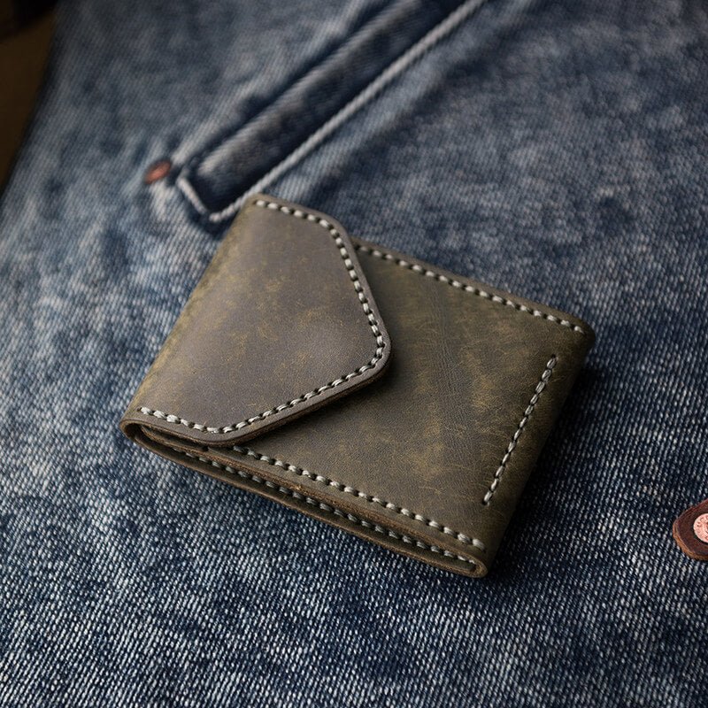 Vintage Waxed Leather Driver License Holder DIY Kit – Babylon Leather - Babylon LeatherBabylon LeatherLZ62-Green-Distressed Nubuck Leather