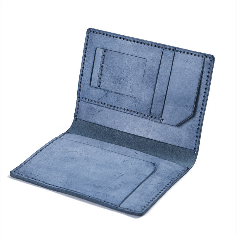 Vintage Waxed Leather Travel Passport Holder DIY Kit – Babylon Leather - Babylon LeatherBabylon LeatherLZ61-Blue-Fog Wax Leather