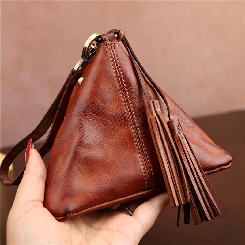 Vintage Zongzi - Shaped Leather Coin Purse – Babylon Leather - Babylon LeatherBabylon LeatherLLZ11-Brown