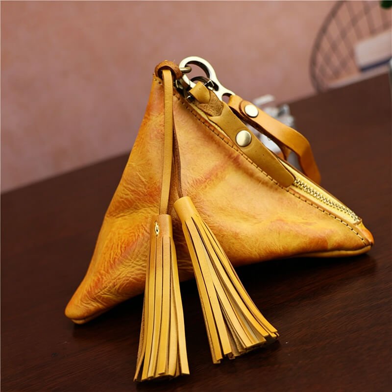 Vintage Zongzi - Shaped Leather Coin Purse – Babylon Leather - Babylon LeatherBabylon LeatherLLZ11-Yellow