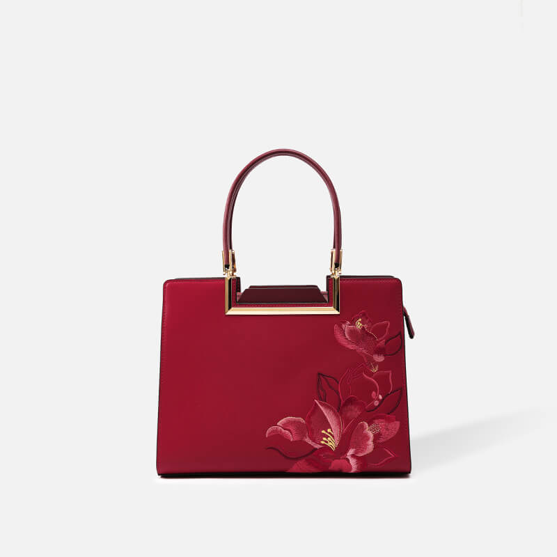 Voice of Light Leather and Silk Handbag – Babylon Leather - Babylon LeatherBabylon LeatherTX143-Red