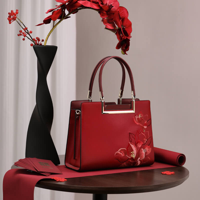 Voice of Light Leather and Silk Handbag – Babylon Leather - Babylon LeatherBabylon LeatherTX143-Red