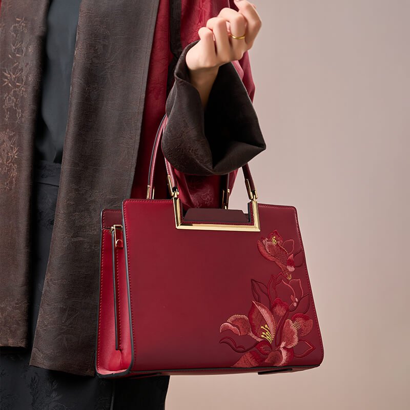 Voice of Light Leather and Silk Handbag – Babylon Leather - Babylon LeatherBabylon LeatherTX143-Red