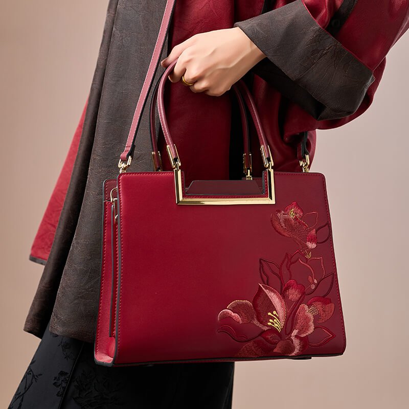 Voice of Light Leather and Silk Handbag – Babylon Leather - Babylon LeatherBabylon LeatherTX143-Red